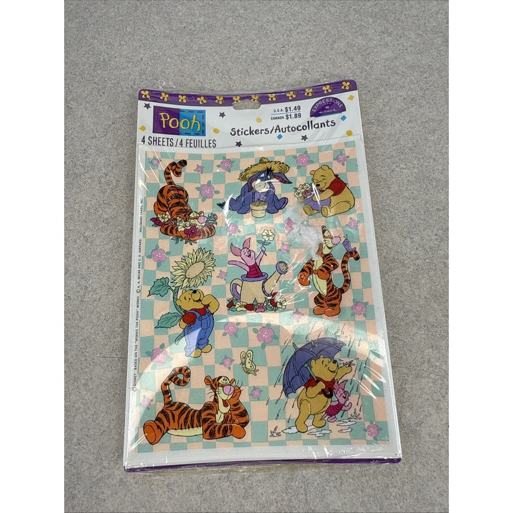 New Package Vintage Winnie the Pooh Expressions Stickers 4 Sheets